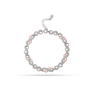 Two-Tone Infinity Sterling Silver Diamond-Cut Bracelet