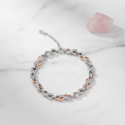Two-Tone Infinity Sterling Silver Diamond-Cut Bracelet