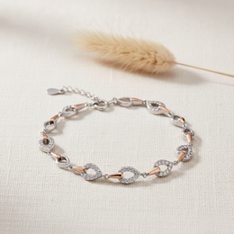 Rose Gold & Silver 925 Sterling Zirconia Link Bracelet