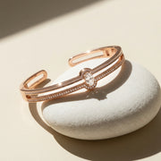 Rose Gold Oval Crystal Cuff