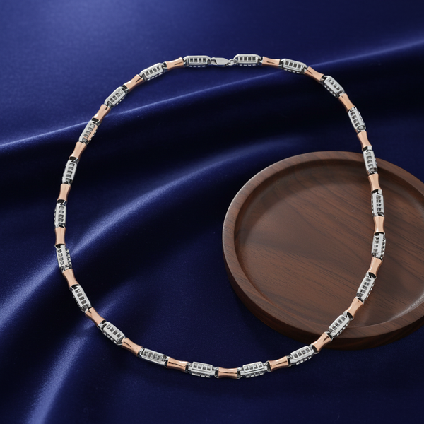 Dual-Tone Deco Link 925 Sterling Silver Necklace