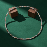 Two-Tone Greek Key Meander Link 925 Sterling Silver Chain