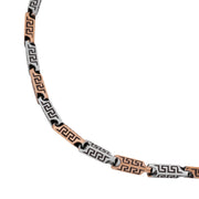 Two-Tone Greek Key Meander Link 925 Sterling Silver Chain