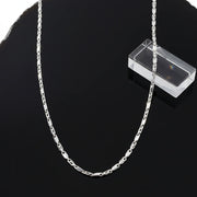 Elegant geometric silver-tone link chain necklace with polished modern open-link design
