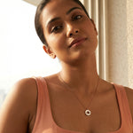 Minimal rose gold circle pendant necklace with elegant modern chain design for women
