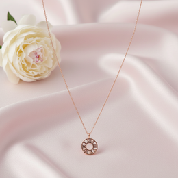 Celestial Roman Numeral Rose Gold Plated Silver Necklace