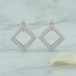 925 Silver Oval Link Dangle Pave Huggie Hoop Earrings