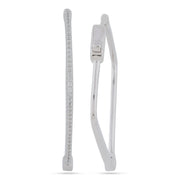 925 Silver Wide Pave CZ Band Huggie Hoop Earrings