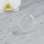 925 Silver Wide Pave CZ Band Huggie Hoop Earrings