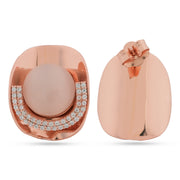 Rose Quartz & Zirconia 925 Silver Stud Earrings