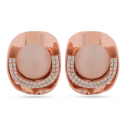 Rose Quartz & Zirconia 925 Silver Stud Earrings