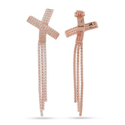 Rose Gold Tassel Cross Earrings