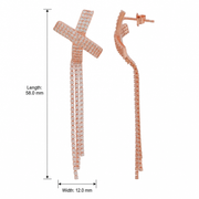Rose Gold Tassel Cross Earrings