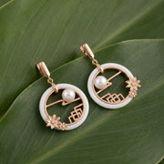 Pearl Floral Circle Earrings