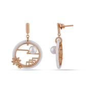 Pearl Floral Circle Earrings