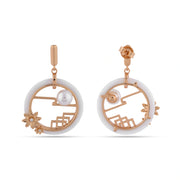 Pearl Floral Circle Earrings