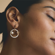 Pearl Floral Circle Earrings