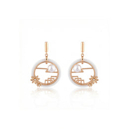Pearl Floral Circle Earrings