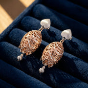 Rose Gold Heart Drop Earrings