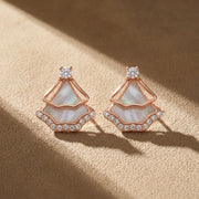 Rose Gold Pearl Fan Earrings