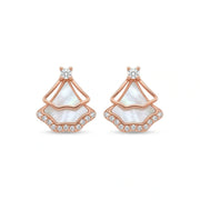 Rose Gold Pearl Fan Earrings