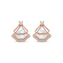 Rose Gold Pearl Fan Earrings