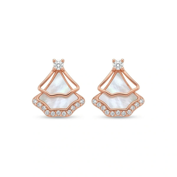 Rose Gold Pearl Fan Earrings