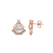 Rose Gold Pearl Fan Earrings