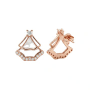 Rose Gold Pearl Fan Earrings