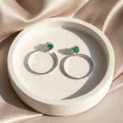 Emerald Halo Hoop Earrings