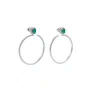 Emerald Halo Hoop Earrings
