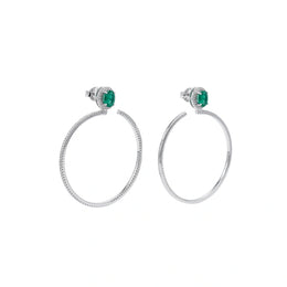 Emerald Halo Hoop Earrings
