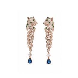 Emerald Panther Drop Earrings