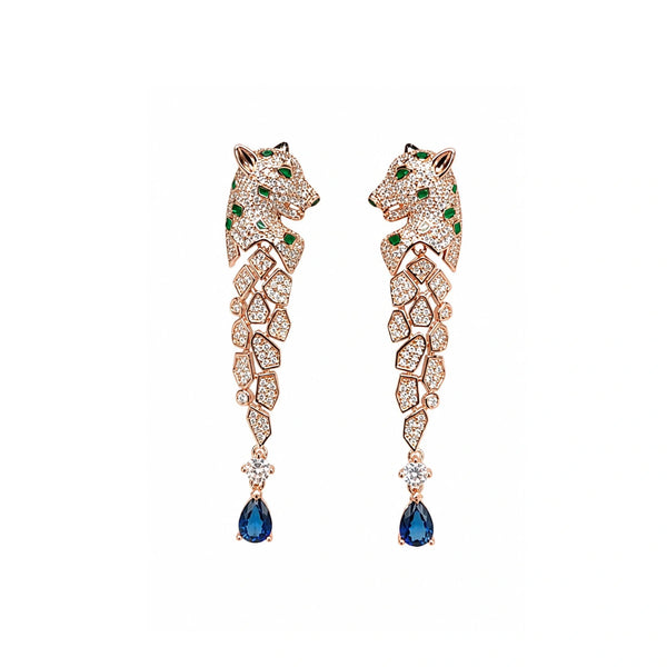 Emerald Panther Drop Earrings