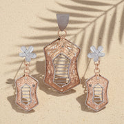 Rose Gold Floral Pendant Set