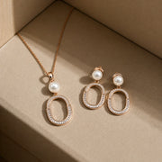 Pearl Oval Halo Pendant Set