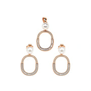 Pearl Oval Halo Pendant Set