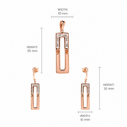 Rose Gold Rectangle Pendant Set