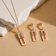 Rose Gold Rectangle Pendant Set