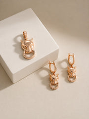 Rose Gold Panther Drop Earrings
