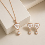 Rose Gold Triangle Pearl Set