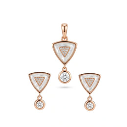 Rose Gold Triangle Pearl Set