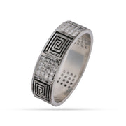 Sterling Silver Meander Pave Band Ring - 925 Jewellery