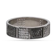 Sterling Silver Meander Pave Band Ring - 925 Jewellery
