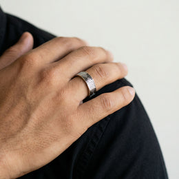 Sterling Silver Meander Pave Band Ring - 925 Jewellery