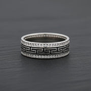 Greek Pattern Crystal Ring
