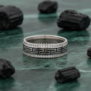 Greek Pattern Crystal Ring