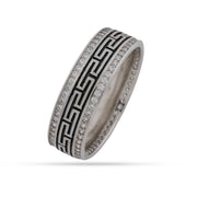 925 Silver Greek Key Ring - Premium White Diamond Jewellery