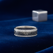 925 Silver Greek Key Ring - Premium White Diamond Jewellery