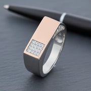 Rose Gold Crystal Signet Ring
